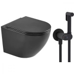 Devit Flow DFL0460111MB з кришкою soft-close, матовий чорний + Гігієнічний душ Devit Flow 550539B, чорний матовий - купити в інтернет-магазині Техностар