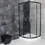 Dusel EF-182B Black Matt, 100х100х190, двері розсувні, прозоре скло 518211 - купити в інтернет-магазині Техностар