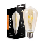 Feron Світлодіодна лампа Feron Filament LB-764 4Вт E27 2700K EDISON ST64 золото - купити в інтернет-магазині Техностар