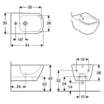 Geberit 500.209.01.1 Smyle Square Біде підвісне закритої форми, з переливом, колір білий глянець - купити в інтернет-магазині Техностар
