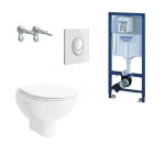 Grohe 387220001 Grohe Rapid SL Набір 3 в 1 (овальна клавіша 38505SH0, біла)  та арт.H8669510000001 Laufen Pro OldУнітаз підвісний,  безобідковий, з сидінням Slim Soft-Close, Quick release, білий - купити в інтернет-магазині Техностар
