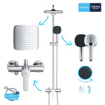 Grohe QuickFix Vitalio Comfort 250 26985001 із одноважільним змішувачем для душу, верхній душ, лійка, кріпл. - на стійці, хром - купити в інтернет-магазині Техностар