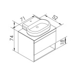 Imprese f32117OK(3) BLACK EDGE комплект меблів 70см, дуб: тумба підвісна + умивальник накладний + пенал підвісний - купити в інтернет-магазині Техностар