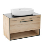 Imprese f32119OK(3) BLACK EDGE комплект меблів 90см, дуб: тумба підвісна + умивальник накладний + пенал підвісний - купити в інтернет-магазині Техностар