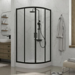 Koller Pool Dakota 90х90х185 напівкругла, скло 5 мм Clear, чорна 1405652403 - купити в інтернет-магазині Техностар