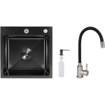 Lidz H4545 Black PVD Decor 2,5/0,5 мм + Змішувач Aria для кухні з гнучким виливом (k35) Black - купити в інтернет-магазині Техностар
