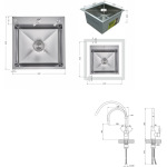 Lidz H4545 Decor 2,5/0,5 мм + Змішувач Aria для кухні з гнучким виливом (k35) Grey - купити в інтернет-магазині Техностар