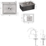 Lidz H5045 інтегрована Brushed Steel 3,0/1,0 мм + Змішувач Aria для кухні з гнучким виливом (k35) Grey - купити в інтернет-магазині Техностар