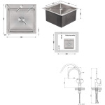 Lidz H5050 інтегрована Brushed Steel 3,0/1,0 мм + Змішувач Aria для кухні з гнучким виливом (k35) Grey - купити в інтернет-магазині Техностар