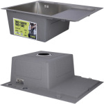 Lidz H6350R інтегрована крило справа Brushed Steel 3,0/1,0 мм + Змішувач Aria для кухні з гнучким виливом (k35) Grey - купити в інтернет-магазині Техностар