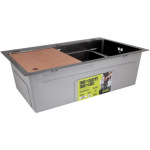 Lidz H6845 Blaсk PVD 3,0/1,0 мм + Змішувач Aria для кухні з гнучким виливом (k35) Black - купити в інтернет-магазині Техностар