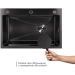 Lidz H6845 Blaсk PVD 3,0/1,0 мм + Змішувач Aria для кухні з гнучким виливом (k35) Black - купити в інтернет-магазині Техностар
