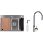 Lidz H6845 Decor 3,0/1,0 мм + Змішувач Aria для кухні з гнучким виливом (k35) Grey - купити в інтернет-магазині Техностар