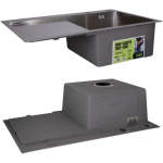 Lidz H7849L інтегрована крило зліва Brushed Steel 3,0/1,0 мм + Змішувач Aria для кухні з гнучким виливом (k35) Grey - купити в інтернет-магазині Техностар