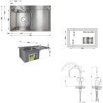 Lidz H7849R інтегрована крило справа Brushed Steel 3,0/1,0 мм + Змішувач Aria для кухні з гнучким виливом (k35) Grey - купити в інтернет-магазині Техностар