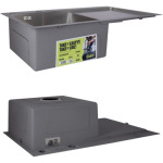Lidz H7849R інтегрована крило справа Brushed Steel 3,0/1,0 мм + Змішувач Aria для кухні з гнучким виливом (k35) Grey - купити в інтернет-магазині Техностар
