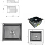 Lidz Handmade H4843 Black PVD 3,0/1,0 мм + K01B Корзина для кухонной мойки - купити в інтернет-магазині Техностар