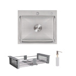 Lidz Handmade H5045 Мийка для кухні інтегрована Brushedу комплекті з дозатором + - купити в інтернет-магазині Техностар