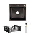 Lidz Handmade H5050B Мийка для кухні інтегрована BlackPVD у комплекті з дозатором + - купити в інтернет-магазині Техностар