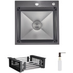 Lidz Handmade H5050HB Мийка для кухні інтегрована Decor Black PVD Honeycomb у комплекті з дозатором + - купити в інтернет-магазині Техностар