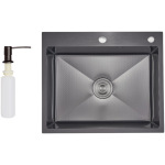 Lidz Handmade H6050HB Мийка для кухні інтегрована Decor Black PVD Honeycomb 2,5/0,5 мм LDH6050BDECPVD48371 - купити в інтернет-магазині Техностар