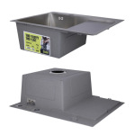 Lidz Handmade H6350R Мийка для кухні інтегрована крило зправа Brushed у комплекті з дозатором + - купити в інтернет-магазині Техностар