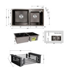 Lidz Handmade H7843 Мийка для кухні з двома чашами інтегрована BlackPVD у комплекті з дозатором + - купити в інтернет-магазині Техностар