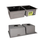 Lidz Handmade H7843 Мийка для кухні з двома чашами інтегрована BlackPVD у комплекті з дозатором + - купити в інтернет-магазині Техностар