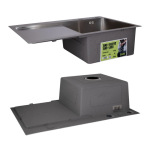 Lidz Handmade H7849L Мийка для кухні інтегрована крило зліва Brushed у комплекті з дозатором + - купити в інтернет-магазині Техностар