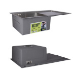 Lidz Handmade H7849R Мийка для кухні інтегрована крило зправа Brushed у комплекті з дозатором + - купити в інтернет-магазині Техностар