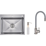 Lidz H6050H інтегрована Decor Honeycomb 2,5/0,5 мм LDH6050DEC48370 + Змішувач Aria для кухні з гнучким виливом (k35) Grey - купити в інтернет-магазині Техностар