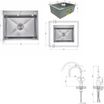Lidz H6050H інтегрована Decor Honeycomb 2,5/0,5 мм LDH6050DEC48370 + Змішувач Aria для кухні з гнучким виливом (k35) Grey - купити в інтернет-магазині Техностар