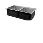 Lidz з двома чашами інтегрована Brushed Steel 3,0/1,0 мм + Змішувач Aria для кухні з гнучким виливом (k35) Grey - купити в інтернет-магазині Техностар