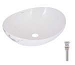 Q-tap Dove 415x340x140 мм, Marble, овальна, з донним клапаном QTDOV188SB49785 - купити в інтернет-магазині Техностар