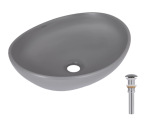 Q-tap Dove 415x340x140 мм, Stone grey, овальна, з донним клапаном QTDOV188SG49783 - купити в інтернет-магазині Техностар