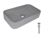 Q-tap Tern 610x350x135 мм, Stone grey, прямокутна, з донним клапаном QTTER188SG49789 - купити в інтернет-магазині Техностар