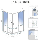 REA Punto 80x100 chrom безпечне скло, прозоре (REA-K1889) - купити в інтернет-магазині Техностар