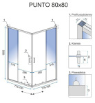 REA Punto 80x80 chrom безпечне скло, прозоре (REA-K0863) - купити в інтернет-магазині Техностар