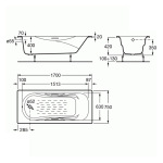 Roca A23097000R+A150412330 Комплект: MALIBU ванна 170*75см, с ручками + ножки - купити в інтернет-магазині Техностар