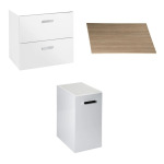 Roca A85657580D VICTORIA BASIC MODULAR комплект 89см: тумба 59см под накладной  умывальник ; модуль 30см с дверцей; столешница89 см; цвет:белый/белый/дуб - купити в інтернет-магазині Техностар